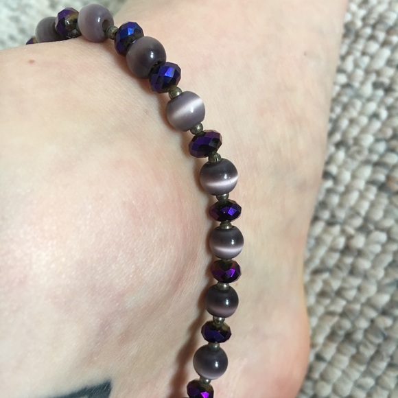 Purple Beaded Anklet - Picture 2 of 3